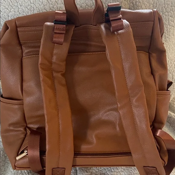 Chic Brown Faux Leather Diaper Bag - Picture 3 of 10